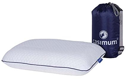 casimum Reisekissen aus Memory Foam | entlastet Kopf, Halswirbelsäule & Nacken | Schlafkissen für Reisen im Auto, Flugzeug, Zug, Hotel & Camping gegen Nackenschmerzen 40x25x10 cm