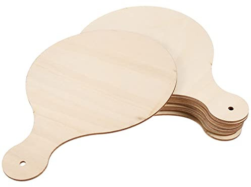 Didiseaon 10 Pièces Planche à Découper En Matière Naturelle Ronde Petite Avec Poignée Pour Diy Bricolage Et Découpe Légère De Fruits Et Légumes
