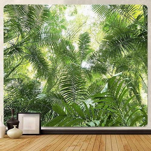 Sxakswol Wandteppich Groß Grüne Pflanzen Wandteppich 200x150 Wandbehang Tropischer Dschungel, Tapisserie 3D Wandtuch Aesthetic Wandteppiche für Wohnzimmer Schlafzimmer Wohnheim Wanddeko