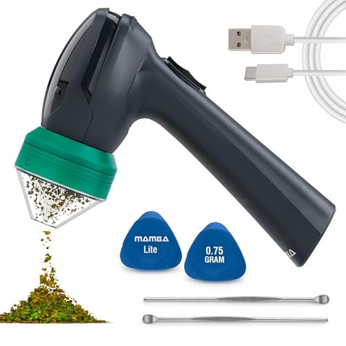 Mamba Lite 0,75 g Molinillo de Hierbas Eléctrico Portátil con Cabeza Plástica Verde. Molinillo de Especias Recargable USB para Molienda con Una Sola Mano.