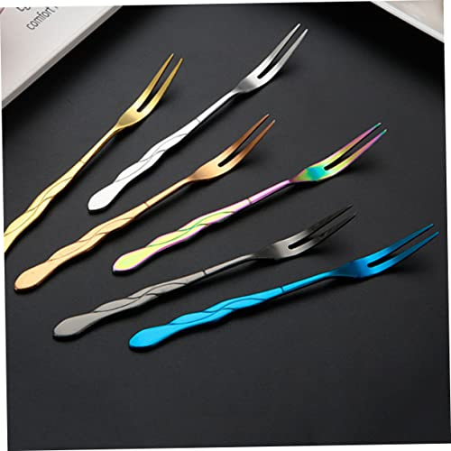 MOLUCKFU 10pièces Fourchettes à Fruits Acier Résistant Fourchettes Apéritif à Deux Dents Vaisselle Pour Bar Hôtel Et Fêtes
