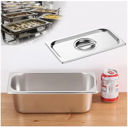 NJDQFA Rechteckig Buffet Speisenwärmer,Thermobehälter Für Speiseeis,Edelstahl Meal Prep Boxen Gastronormbehälter,1/3（32.5 * 17.5）,10cm0.8side