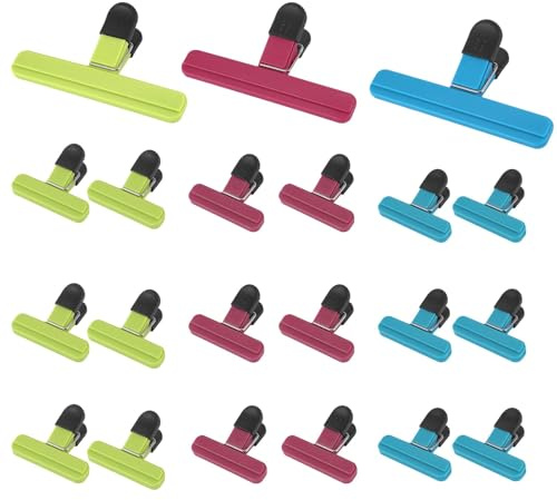 21 pcs Chip Bag Clips for Food Storage, 3 Large & 18 Medium Food Bag Clips | 3 Colours PP Heavy Duty Air Tight Seal Clips Sturdy Food Clips, Kitchen Storage Clips for Snacks Coffee Vegetables Fruit