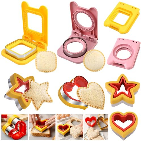 4 Pezzi Sandwich Cutter Taglierine Sandwich Cutter and Sealer Taglierine per Sandwich e Sigillante Taglierina e Sigillante Sandwich per Panini, Biscotti, Pane