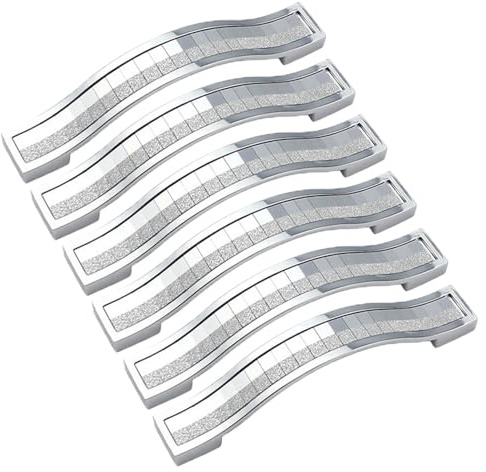 6Pcs Shiny Crystal Cabinet Handles, Glitter Drawer Pull Handles, Cupboard Pulls Furniture Door Pull Handles for Kitchen Wardrobe Cupboard 96mm