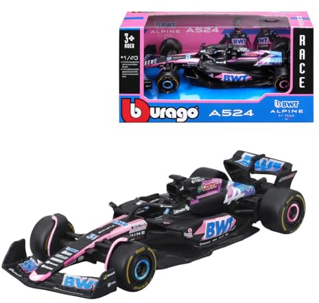 Bburago - BWT Alpine A524 Esteban Ocon #31 2024 - Realistisches Modellauto im Maßstab 1:43, gefahren von Esteban Ocon, offizielle Renault-Lizenz, empfohlenes Alter 3+ Jahre