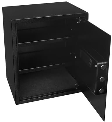 Kaichenyt Elektronischer Tresor, Safe Box mit 2 Notschlüssel Möbeltresor Leistungsstarker Schutz für Krankenhäuser 38x31x45cm Schwarz