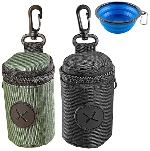 OAOSDH 2 Piezas Bolsas De Calcetines Y Tazón Plegable De 1 Pieza, Suministros para Exteriores para Mascotas, Dispensador De Bolsas De Calcetines Portátiles.