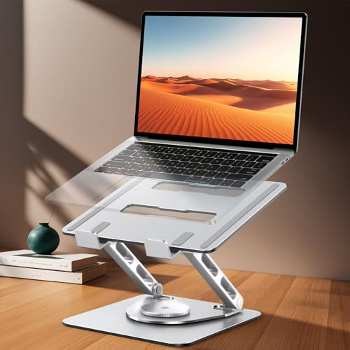 Glangeh Soporte Portatil Mesa 360° Giratorio - Laptop Stand de Doble Varilla Reforzada y Elevador Portátil Ajustable, Diseño Estable para Gaming/Oficina, Compatible con MacBook y Portátiles 10-16