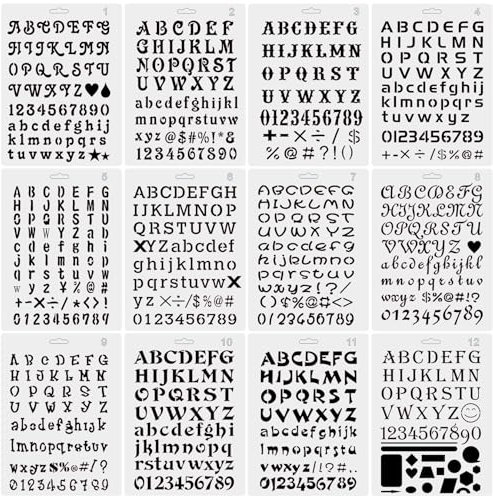 Buchstaben Schablonen, Buchstabenzahl Zahlenschablonen, Journalschablone, Alphabet Schablonen zum Malen Skizzieren, für Scrapbooking, Zeichnen, Holzverbrennung-17.8x26cm