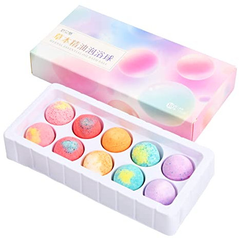 10 Pezzi Bombe da Bagno, Bath Bomb, Bombe da Bagno Fatto a Mano da Oil Essenziali Naturali, Ottimo Regalo per Donne, Ragazze e Bambini