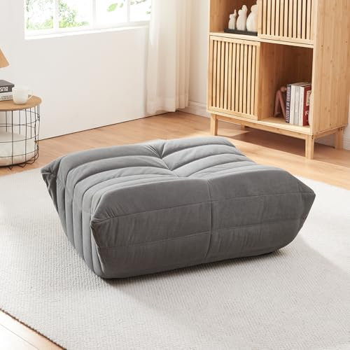 [en.casa] Fußhocker Kodsø Sitzhocker Bodenkissen 35 x 80 x 65 cm Sitzkissen Boden Pouf Sitzsack gepolstert Ottomane Sitzpouf Cord Grau
