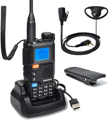 Quansheng UV5R Plus VHF UHF Tragbares Walkie Talkie FM NOAA Zwei-Wege-Funkgerät für Studio/Außenbereich/Auto (mit D-förmiger Hörmuschel) | FM NOAA bidirektionales Radio für Studio/Outdoor/Auto (mit D-förmigem Hörmuschel)
