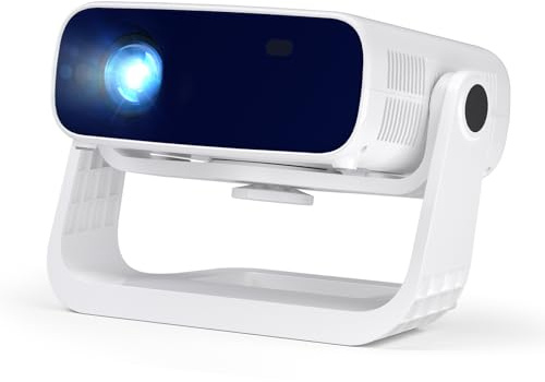 Wielio Proiettore intelligente 2025 con app integrate, supporto nativo 1080P 4K, WiFi 6 e Bluetooth 5.2, basso rumore della ventola (< 30dB), supporto regolabile a 120°, proiettore Home Cinema