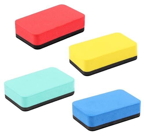 Henyall 4Pcs Whiteboard Eraser,EVA Magnetic Board Cleaner Eraser,Washable Drywipe Eráser,Wiper with Strong Magnet for Dry Erase Boards,Office/School Accessories (Fits Small & Large Whiteboards)