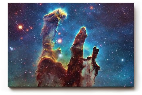 Sinus Art Wandbild 120x80cm Bekanntes NASA-Motiv der Säulen der Schöpfung in farbgewaltiger Sternenlandschaft