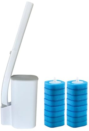 Disposable Toilet Brush Set with Long Handle | 16 Detergent-Infused Heads | Effortless Toilet Bowl Cleaner for Hygienic, Efficient Cleaning | Easy to Replace Scrubber