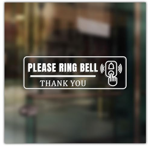 (3 PCS) Please Ring Bell Sign Vinyl Sticker Decal for Business Office Store Shop Door Wall Window Entry Notice Waterproof Durable Easy to Apply Indoor Outdoor Use 7 x 2.17 Inches
