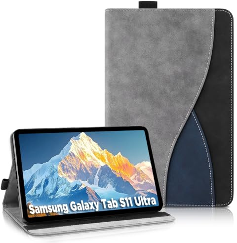 AsWant Hülle für Samsung Galaxy Tab S11 Ultra 14,6 Zoll SM-X930/SM-X936 2025 Tablet - Ultradünne Business Tricolor Tablette mit Portemonnaie und Standfunktion Schutzhülle (Gray)
