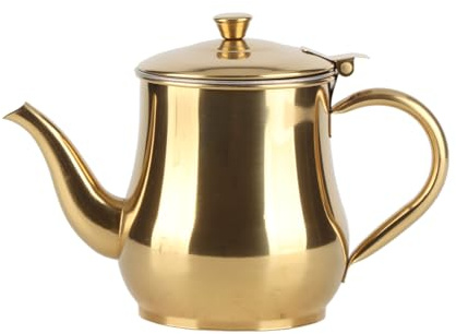 17oz 500ml Tetera de Acero Inoxidable con Infusor Removible, Lavavajillas de Estufa de Estufa de Cajas de Té Pequeñas para Hoja Suelta y Bolsas de Té (Oro)