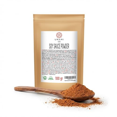 Umami Salsa de Soja en Polvo 100g - Sazonador Instantáneo Fermentado - Potenciador de Sabor Natural - Sin Glutamato y Vegano - Para Marinados y Snacks