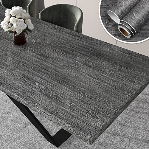 Yenhome Klebefolie Möbel Holzoptik Schwarz 40x300cm Möbelfolie Selbstklebend Hell Schwarz Holz für Möbel Küche Arbeitsplatte Folie Holz Selbstklebend für Küche Schränke Tische Fensterbank