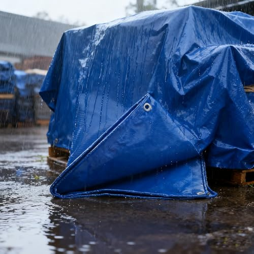 Bâche Imperméable 140 x 230 cm Imperméable avec Oeillets Résistante Bâche Armée Polyéthylène Ultra Lourde et Résistante pour Serre Pergola Camping Jardin Plantes Voiture, Bleu