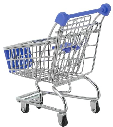TOYANDONA Mini Shopping Cart Metal Grocery Handcart with Smooth Wheels for Dollhouse Decor Sturdy Iron Build Shopping Trolley for Pretend Play and Storage Gift for Collectors
