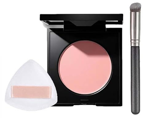 Pink Under Eye Concealer & Colour for Dark Circles & Blemishes - Hydrating Full Coverage Cream with Puff and Blending Brush, Lightweight Formula for Mature & Sensitive Skin (Pink)
