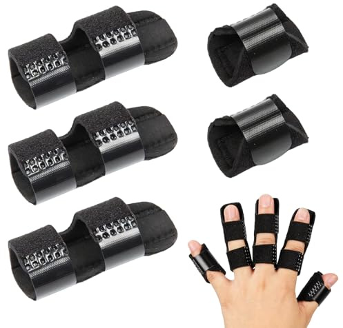 SEASJHBAY 5 Piezas Ferula Dedos Mano, Ferula Pulgar, Inmovilizador Dedo en Gatillo con Soporte Metálico, Para Dolor, Artritis y Tendinitis (Negro)