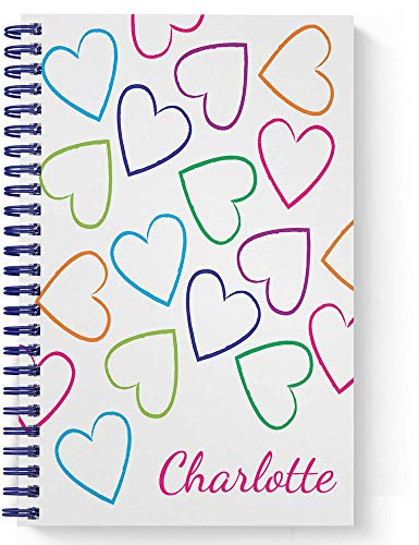 Gotcha Covered Notebooks Full of Love Personalized Notebook/Journal, Laminated Soft Cover, 120 pages of your selected paper, lay flat wire-o spiral. Size: 5.5” x 8.5”. Made in the USA