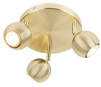 Qazqa Verstellbarer Deckenstrahler, Deckenspot - Gissi - Gold, max. 35W, Geeignet für LED, Rund, 3-flammig, Ideal als Wohnzimmerlampe, Küche lampe und
