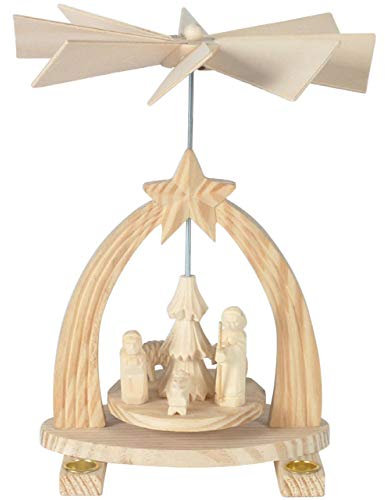 OBC Weihnachtspyramide/Krippe Natur/Pyramide Weihnachten/im Kunsthandwerks-Stil, handgefertigt/Deko zu Weihnachten