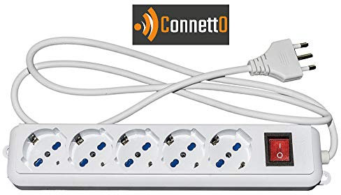 MULTIPRESA 5 Prese UNIVERSALI ITA/SCHUKO 10/16 A - Spina 16 A con Interruttore