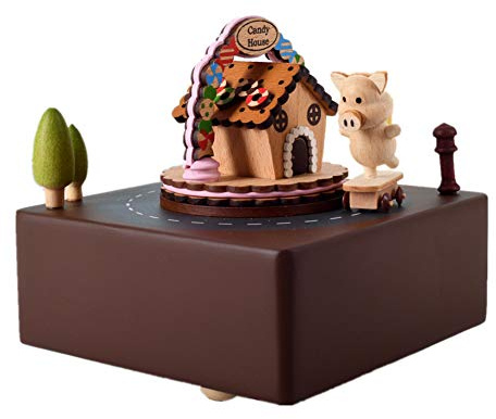Chonor Innovative Szene aus Holz Spieluhr, Premier Spieluhr Handkurbel Handwerk Reine Hand-klassischen Music Box Dekorationen Idee für Geburtstag Weihnachten - Süßigkeiten Haus