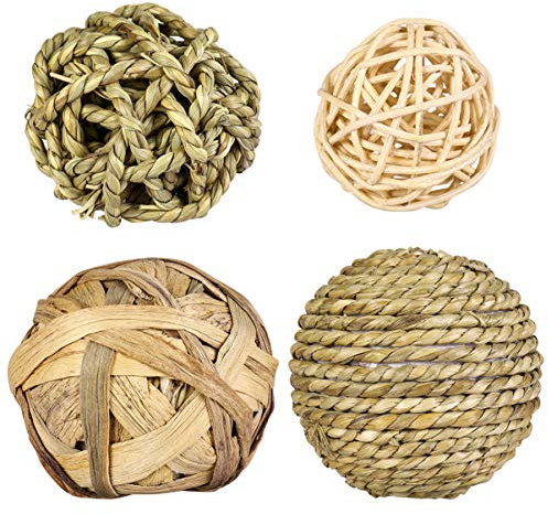 Lot de 4 Jouets de Lapin - Balle de Jouet pour Petits Animaux Animaux de Compagnie Jouer à mâcher Balle de pelouse pour Lapins cobayes gerbilles