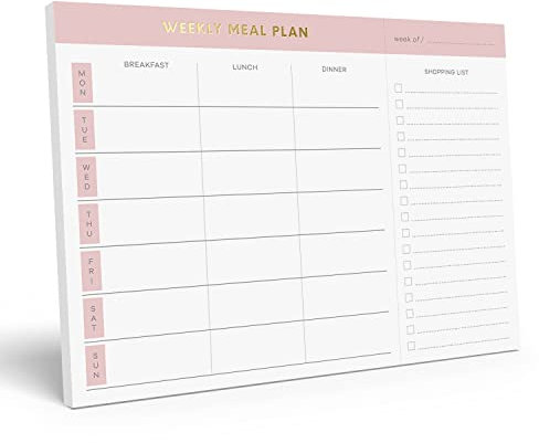 Sweetzer & Orange Weekly Meal Planner and Grocery List Magnetic Notepad. Pink 10x7” Meal Planning Pad with Tear Off Shopping List. Plan Weekly Menu Food for Weight Loss or Dinner List for Family!