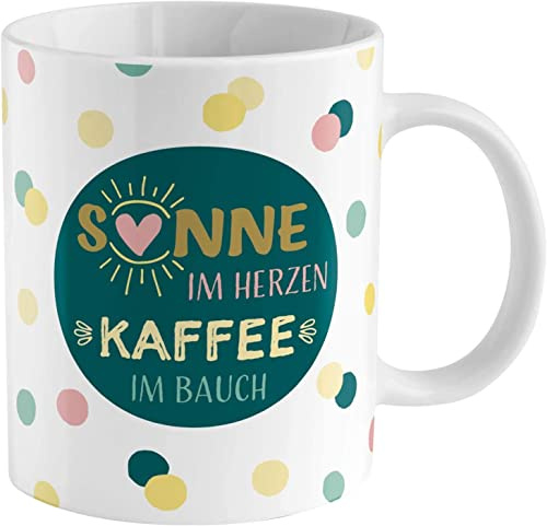 GRUSS & CO 47057 Zaubertasse Kaffee, Porzellan, 35 cl, Geschenkbox, 1 Stück (1er Pack): Sonne im Herzen - Kaffee im Bauch
