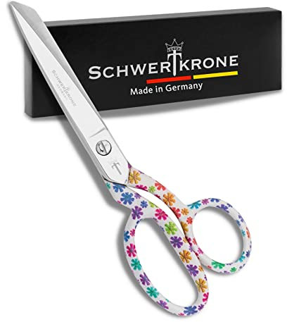 Schwertkrone Stoffschere Schneiderschere 8 geschmiedet 20 cm Made in Germany Nähschere für professionelles Handarbeiten Blümchen-Griff