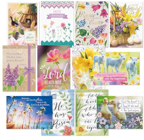 Current Faith Easter Greeting Cards - Set of 12, Religious Easter Cards with Scripture, 5 x 7, Envelopes Included