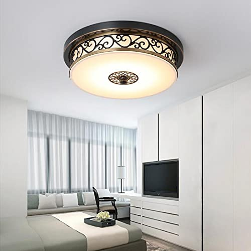 Deckenleuchte Deckenlampe Schlafzimmer Rund Vintage industrie Bronze Design Deckenlicht LED Dimmbar 3 Farben Lampe Rustikal Landhaus stil Pendellampe Beleuchtung für Flur Wohnzimmer Büro Küchen (50cm)