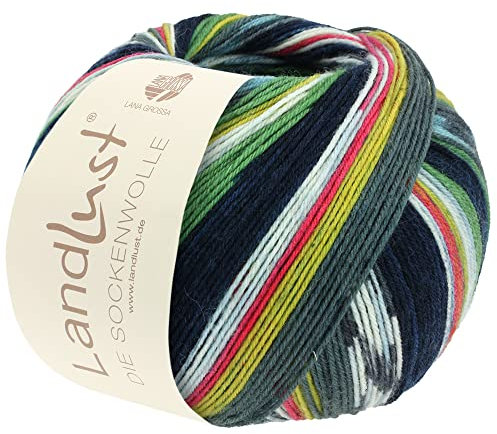 LANA GROSSA Landlust die Sockenwolle | Garn aus Merinowolle in verschiedenen Farben | Handstrickgarn aus 80% Schurwolle (Merino) & 20% Polyamid | 100g Wolle zum Stricken & Häkeln | 420m Garn