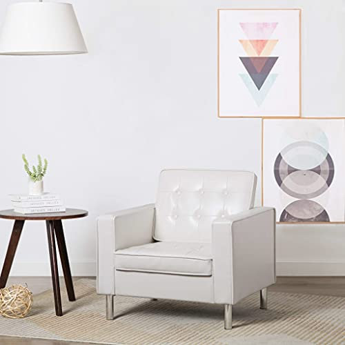 Atlojoys Sessel, Relaxsessel, Einzelsofa, Lounge Couch, Wohnzimmerstuhl, TV Sessel, TV-Sofa, Polstersessel, Weiß Kunstleder