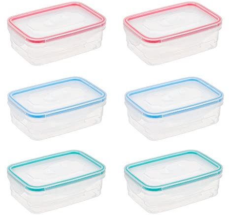 Invero Set of 6 Food Storage Clip Lock Container 450ml with Steam Vent Lids - Leakproof, Microwave, Freezer and Dishwasher Safe - Ideal for Lunches, Salads, Cakes, Dinners and more