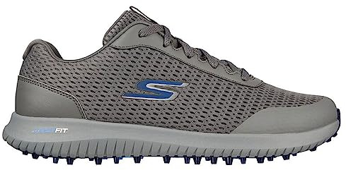 Skechers Homme Max Fairway 3 Arch Fit Chaussures de Golf sans Crampons Basket, Anthracite Navy Blue, 43 EU X-Large