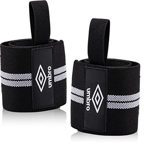 Umbro Muñequeras, con Correa para el Pulgar, Fitness y Entrenamiento de Fuerza, 2 Piezas, Negro