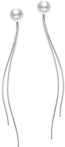 Silber 925 Lange Quasten Ohrringe Ohrstecker Damen, Silber 925 Ohrringe Ohrstecker überzogene Perlen Ohrstecker Tropfen Ohrringe Lange Ohrringe für Damen Women Girls