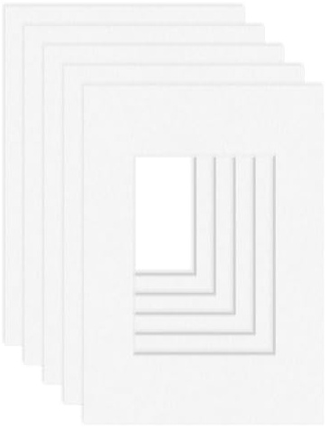 DEHA Design passe-partout (set de 5) 21x29,7 cm (DIN A4) pour images 13x18 cm, blanc brillant