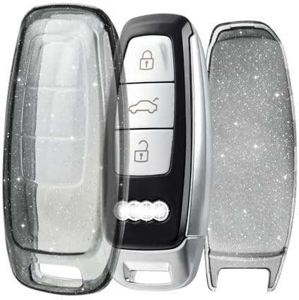 OFF WE GO Schlüsselhülle Cover für Audi A6 A6L A7 A8 A8L E-Tron S6 RS6 S7 | TPU Autoschlüssel Hülle für RS7 Q7 SQ7 Q8 SQ8, Transparent Gehäuse Cover Präzise Passform, Signalfreundlich, Kratzfest