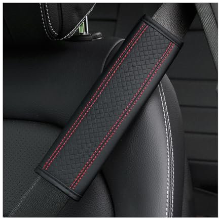 CGEAMDY 2 Stück Gurtpolster Auto für Auto-Innenzubehör, Sicherheitsgurt-Kissenbezug, Auto-Sicherheitsgurtbezüge für Erwachsene, Kinder, Frauen und Männer (Schwarz/Rot)